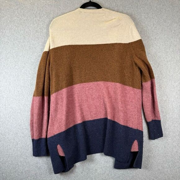 Madewell Womens Small Wool Alpaca Open Front Kent Striped Cardigan Sweater - Picture 6 of 7